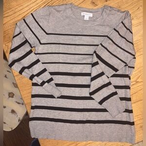 Claiborne Heather Gray Sweater with Black Stripes